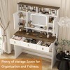 KTMBDW Farmhouse Dressing Table Makeup Table with Lighted Mirror and Makeup Drawer, Large Dressing Table Set with Hair Dryer Holder for Bedroom,White - 4 of 4