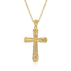 Ross-Simons 14kt Yellow Gold Openwork Cross Pendant Necklace - 1 of 4