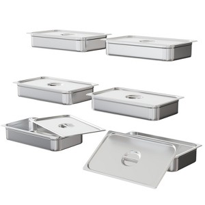 6-Piece Stainless Steel Hotel Pan Set – Commercial Grade Buffet & Food Storage Pans for Catering & Restaurant Use - 1 of 4