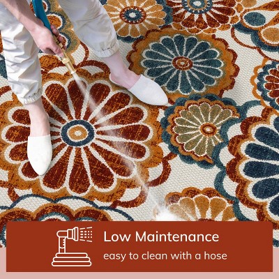 Well Woven Seri Floral Indoor OutdoorHigh-Low Pile Blue Area Rug