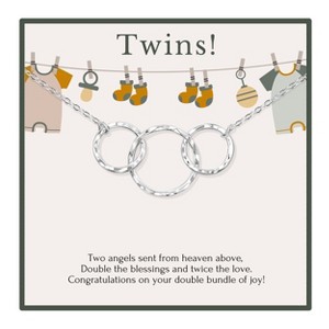 HOPE LOVE SHINE 3 Ring Gold Silver Necklace – Gift for Mom Expecting Twins, Twin Pregnancy Jewelry, New Mom Gift from Husband or Family - 1 of 4