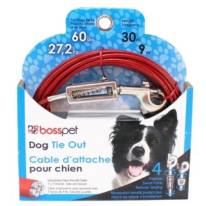 PDQ Red Tie-Out with Spring Vinyl Coated Cable Dog Tie Out Large - 1 of 1