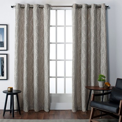 EXCLUSIVE HOME Finesse Branch Print Grommet Top Curtain Panel Pair