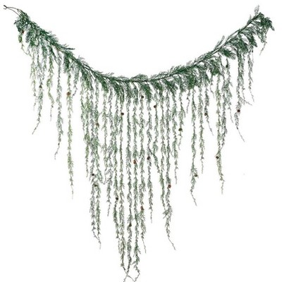 Sullivans Artificial Weeping Cedar Mantle Swag 72"L Green