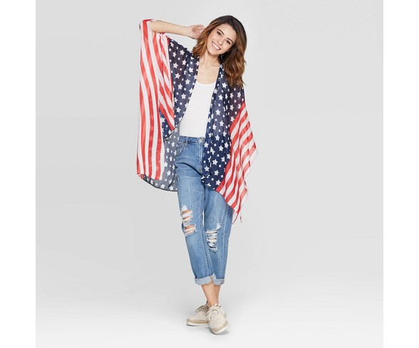 Women's Collection XIIX Americana Layering Ruana - Red