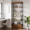 Modern Bookshelf with Drawers,Tall Standing Bookshelves Metal Frame Large Display Racks Book Shelf for Bedroom,Living Room,Brown - 4 of 4