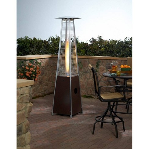 Hammered Metal Tall Glass Tube Portable Patio Heater Golden