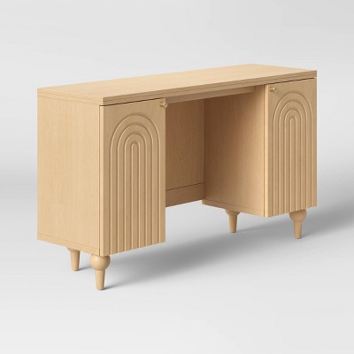 Arches Writing Desk With Storage Cabinets Natural - Threshold™ : Target