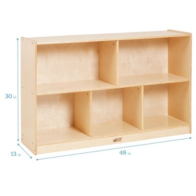 Birch Harmony 5-Compartment Mobile Storage Cabinet in Natural Finish