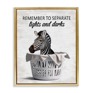 Stupell Industries Separate Laundry & Zebra Floating Frame Canvas Art - 1 of 4