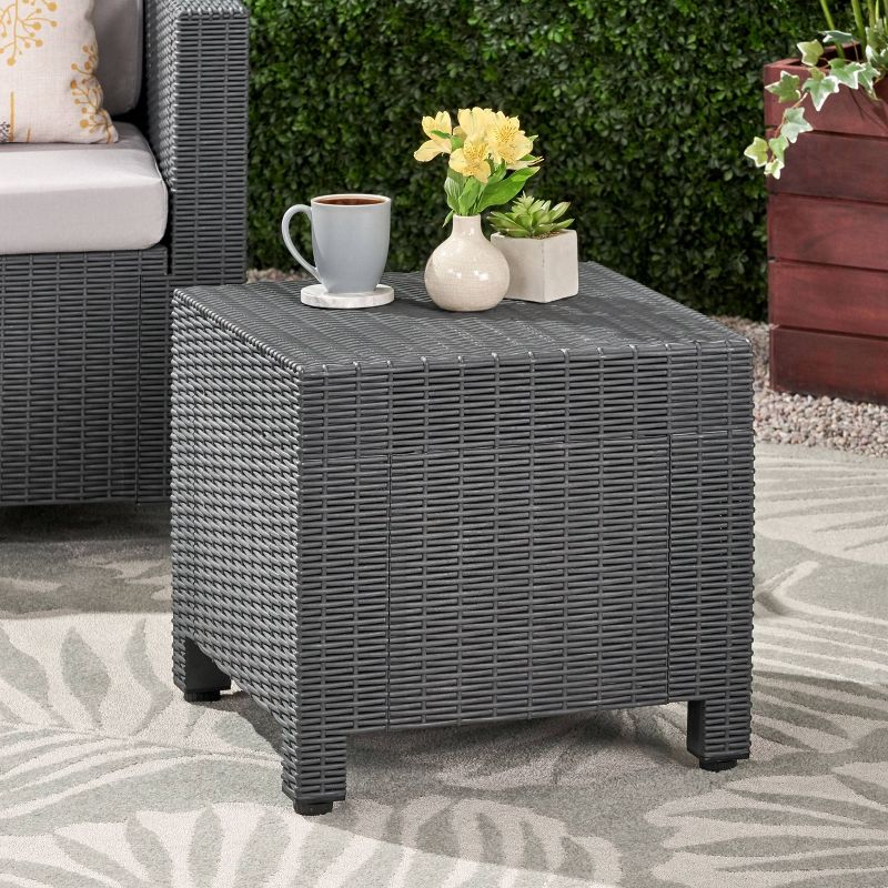 Waverly Faux Wicker Side Table Dark Gray - Christopher Knight Home, 3 of 7