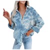 Women's Corduroy Printed Long Sleeve Button-Down Shirt, Oversized Shirt Jacket for Casual & Layering Wear - 4 of 4