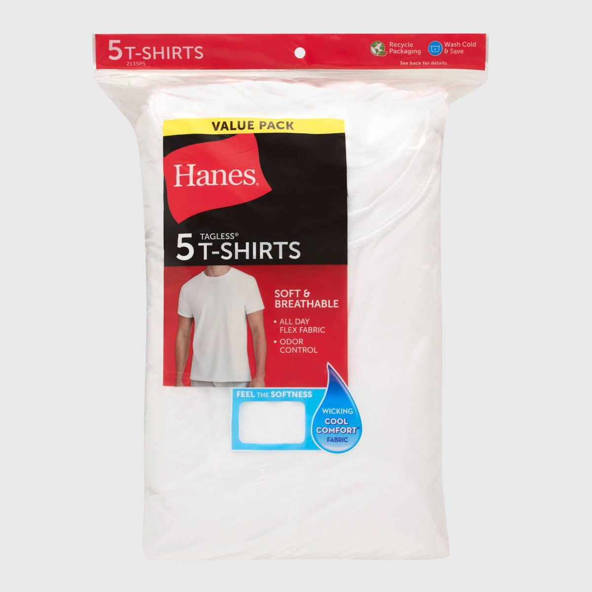 Hanes Men's Crewneck T-Shirt 6pk - White - thumbnail 5