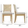 Woven Back Dining Chair Upholstered Seat Armless Dining Chair Kitchen Chairs with Natural Wood Legs-Tanpinhause - 3 of 4
