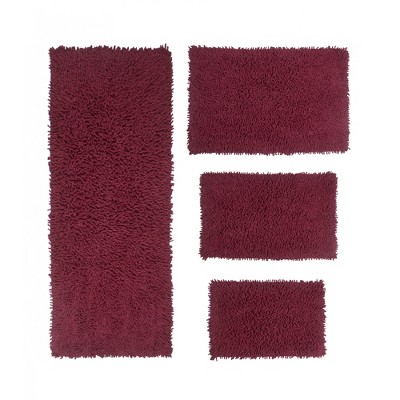 Fantasia Bath Rug Collection Cotton Shaggy Pattern Tufted Set of 4 Bath Rug Set - Home Weavers