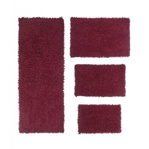 Fantasia Bath Rug Collection Cotton Shaggy Pattern Tufted Set of 4 Bath Rug Set - Home Weavers - 1 of 3