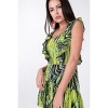 Slickblue Women's Tiered Ruffle Sleeve Dress, Comfortable Fit, Casual & Special Occasion Dress, Blue/Lime, S-L - 4 of 4