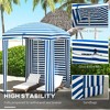 Aghana Digitals Blue White Stripe Beach Cabana Umbrella with Removable Walls, Vents, Ruffles & - 4 of 4