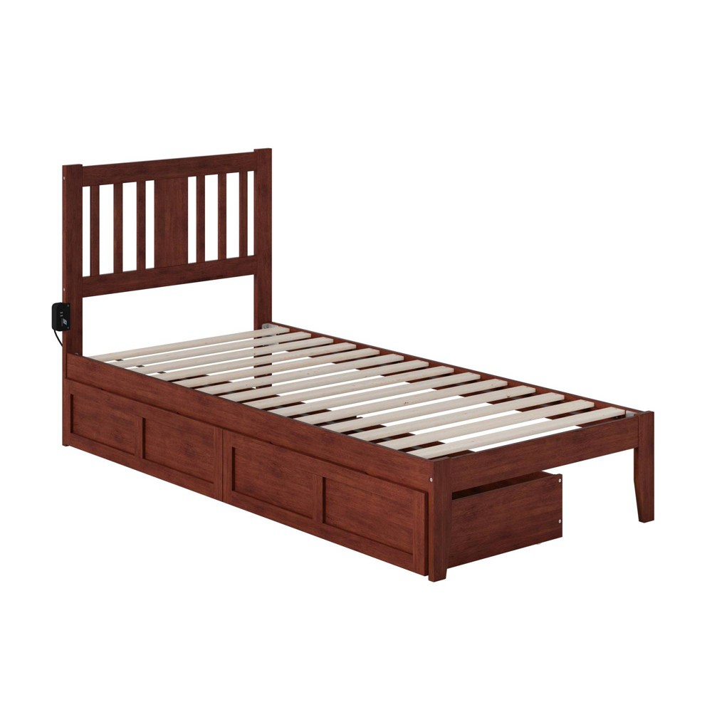 Photos - Bed Frame AFI Twin XL Tahoe Bed USB Turbo Charger with 2 XL Drawers Walnut  
