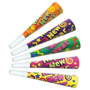 Beistle Color-Brite Horns, 9", (25/Pkg) Multicolored - 1 of 3