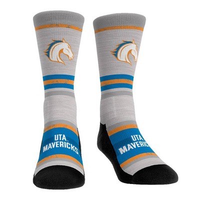 NCAA UT Arlington Mavericks Adult Cool Gray Block Crew Socks - L/XL