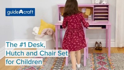 Navy Wooden Kids Computer Desk with Hutch and Chair Set