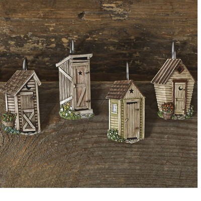 Rustic Outhouse Shower Curtain Hooks Set of 12