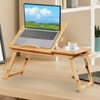 SKONYON Bamboo Laptop Desk Adjustable Folding Bed Tray with Drawer - 2 of 4