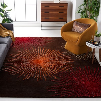 Hand-Tufted Brown Wool and Viscose Area Rug