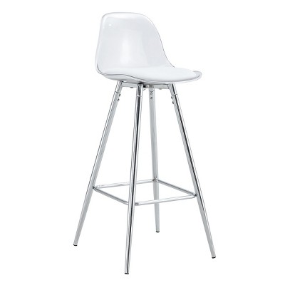 GlasFlength Accent Chairs Modern Upholstered Bar Stools with Sturdy Metal Legs For Kitchen Dining Living Room Terrace, White, 15"*13"*38"