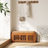 ELECWISH 40.2" Extra Wide Shoe Bench with Storage - 3-Door Design, Boot Storage & Hidden Compartment, Brown Bamboo - 2 of 4