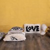 Storied Home Woven Wool Shag Lumbar Pillow with "Love" Design, Black and Cream - 3 of 4