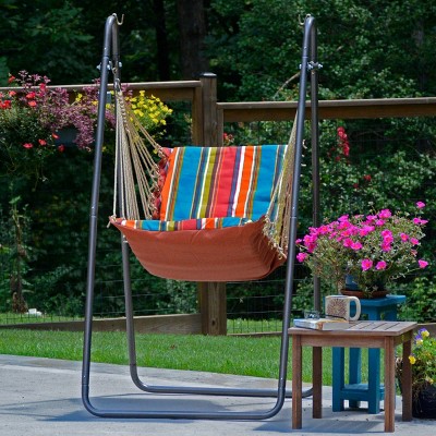 Colorful Striped Polyester Hanging Chair with Cushions and Stand