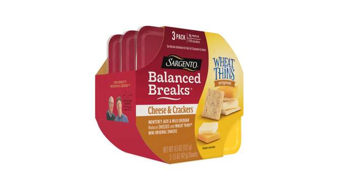 Sargento Balanced Breaks Cheese &#38; Mini Wheat Thin Crackers - 4.5oz/3ct, 2 of 10, play video