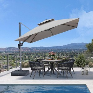 PURPLE LEAF Outdoor Cantilever Umbrellas with Base Large Patio Umbrella Offset Umbrella 360 Degree Rotation - 1 of 4