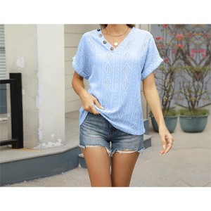 Womens Summer Shirts V Neck Short Sleeve Shirts for Women - 1 of 4