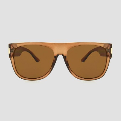 Women's Oversized Crystal Flat Top Square Sunglasses - A New Day™ Brown