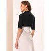 Allegra K Women's Stand Collar Half Sleeve Cropped Cocktail Party Bolero Shrug - 3 of 4