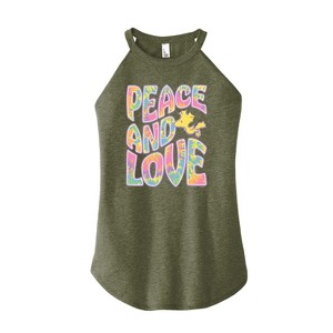 Women's - Peanuts - Peace & Love Woodstock Graphic High Neck Tank - 1 of 4