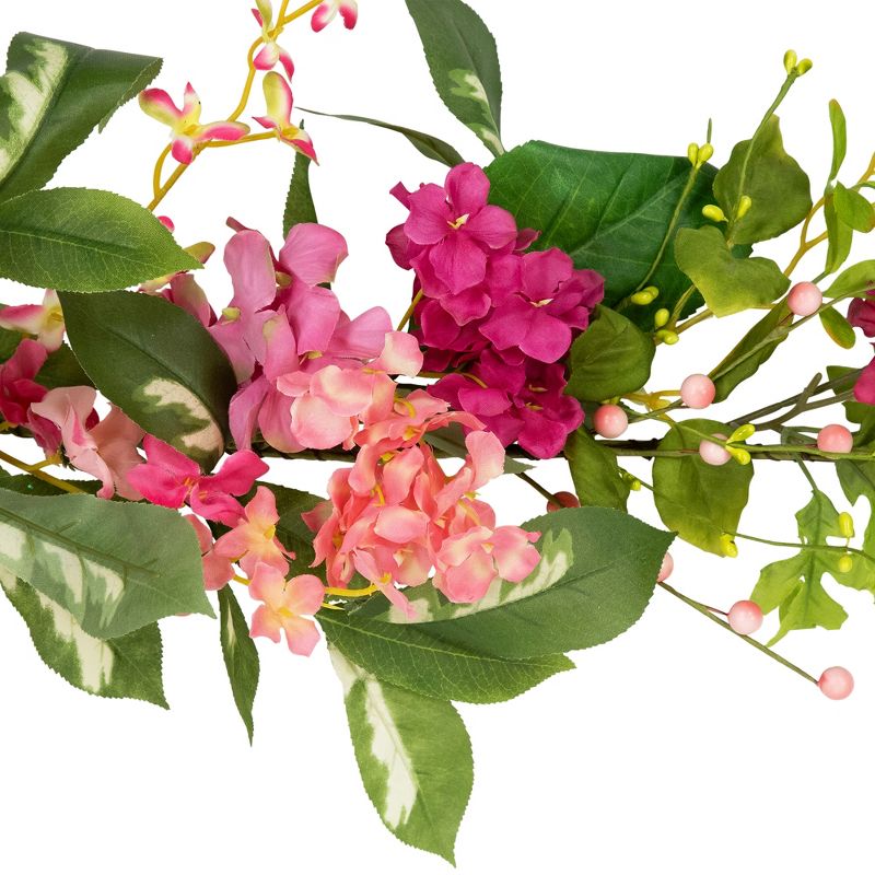 Northlight Leafy Hydrangea Artificial Floral Spring Garland - 5'  - Pink, 4 of 6