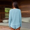 Women's Elegant Black Ribbed Long Sleeve Button-Down Top with Shorts Pajama Set - Cupshe - 3 of 4