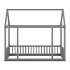 CAVINAS Twin/Full Size Kids Montessori Bed with House Roof Frame,Floor Bed with Safety Guardrails,Toddler bed for Bedroom,Gray/White/Brown - 4 of 4