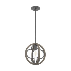 Hunter Fans 12" Gablecrest Pendant Light French Oak Finish - Victorian Style Ceiling Fixture for Farmhouse Decor - 1 of 1