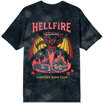 Stranger Things Hellfire Club Men’s Black Cloud Wash Short Sleeve Tee