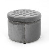 NicBex Modern 22" Round Ottomans Wood Footstools with Button Tufted and Nailhead Trims for Bedroom and Living Room - 3 of 4