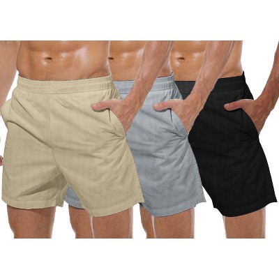 COOFANDY Men's 3 Pack Workout Gym Lightweight Bodybuilding Training Short Pants with Pockets