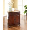 HomeStock  Compact Wood Top Small Rolling Cart with Shelves, Microwave Stand with Towel Rack, Mahogany - 2 of 4
