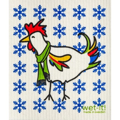 Wet It Dishcloth, Winter Rooster; Witr