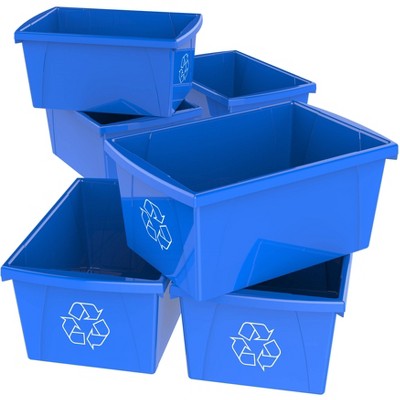 Storex 6pk Recycle Bins - Blue