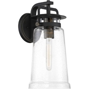 Minka Lavery Industrial Outdoor Wall Light Fixture Sand Coal Lantern 17" Seedy Glass Shade for Post Exterior Barn Porch Yard Patio - 1 of 1